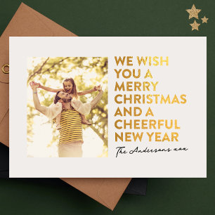 CARTES POUR FÊTES ANNUELLES MODERNE MERRY NOËL ET NOUVELLE ANNÉE FAUX OR FOIL