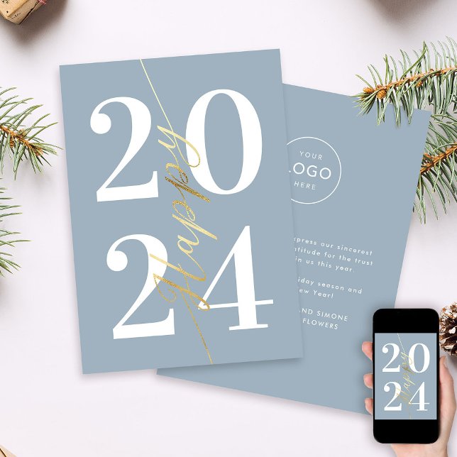 Cartes Pour Fêtes Annuelles Moderne minimal Blush Or Bonne année d'affaires (Créateur téléchargé)