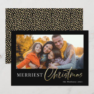 Cartes Pour Fêtes Annuelles Moderne minimal Gold Script Calligraphie photo Vac