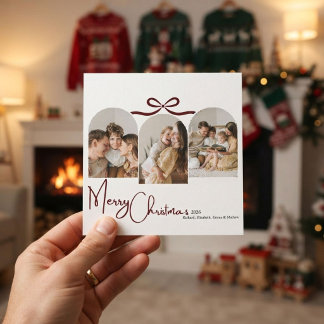 Cartes Pour Fêtes Annuelles Moderne Minimaliste Arche Photo Famille Noël