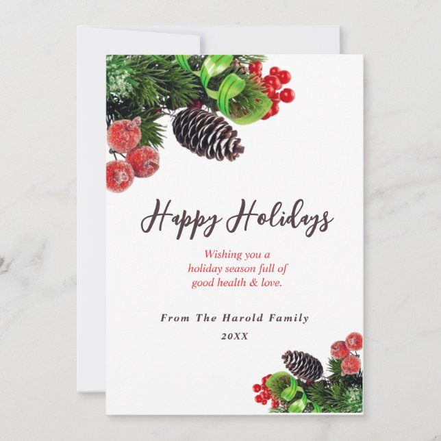 Cartes Pour Fêtes Annuelles Moderne minimaliste de vacances en feuillage vert  (Devant)