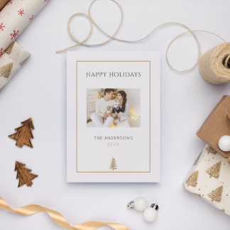 Cartes Pour Fêtes Annuelles Moderne Minimaliste Neutre Un-Photo Noël