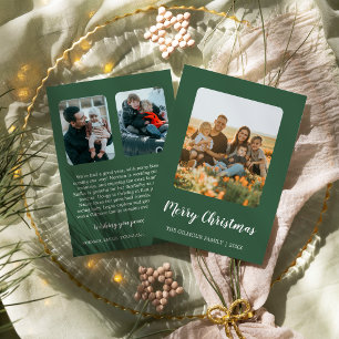 Cartes Pour Fêtes Annuelles Moderne minimaliste Vert 3 Photo Nouvelles de Noël
