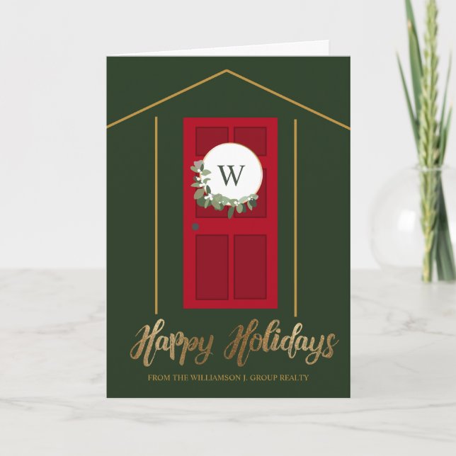 Cartes Pour Fêtes Annuelles Moderne Monogram Door Réaltor Client (Devant)