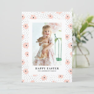Cartes Pour Fêtes Annuelles Moderne motif floral rose Photo Joyeuses Pâques