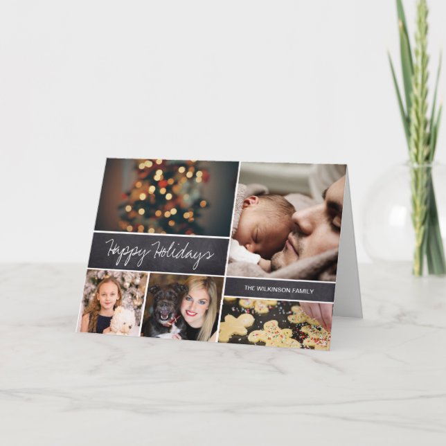 Cartes Pour Fêtes Annuelles Moderne multi photo Happy Holidays Family (Devant)