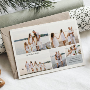 Cartes Pour Fêtes Annuelles Moderne Neutre 5 Photo Élégant Double Côté