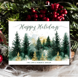 Cartes Pour Fêtes Annuelles Moderne Noël Entreprise Vert Or