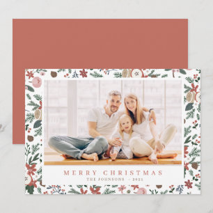 Cartes Pour Fêtes Annuelles Moderne Noël Floral Foliage Motif botanique