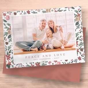 Cartes Pour Fêtes Annuelles Moderne Noël Floral Foliage Motif botanique