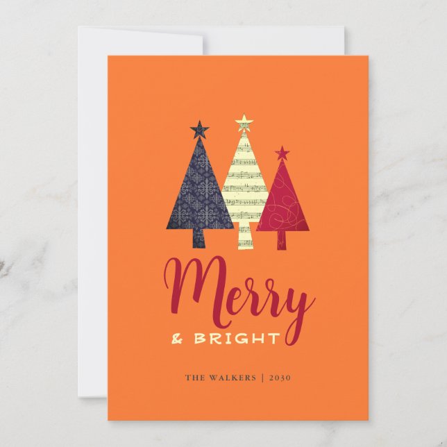 Cartes Pour Fêtes Annuelles Moderne Noël Joyeux et Lumineux (Devant)