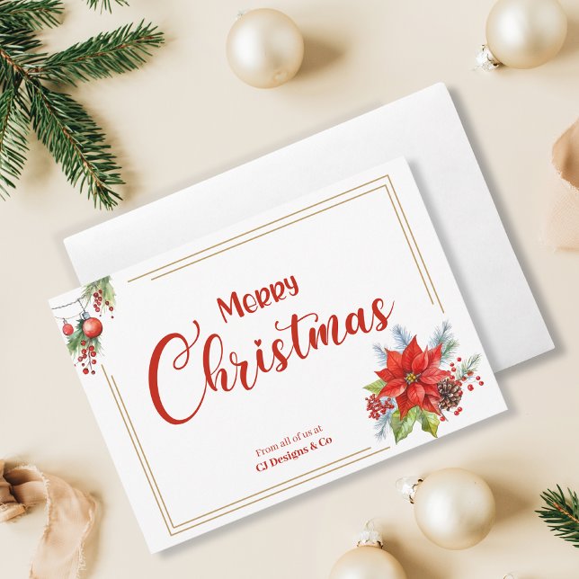 Cartes Pour Fêtes Annuelles Moderne Noël Poinsettia Business (Créateur téléchargé)