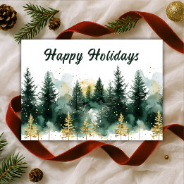 Cartes Pour Fêtes Annuelles Moderne Or Vert Joyeuses Fêtes Entreprise