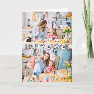Cartes Pour Fêtes Annuelles Moderne Personnalisé 2 photos Famille Pâques