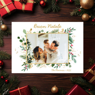 Cartes Pour Fêtes Annuelles Moderne Photo de Feuillage Botanique Buon Natale