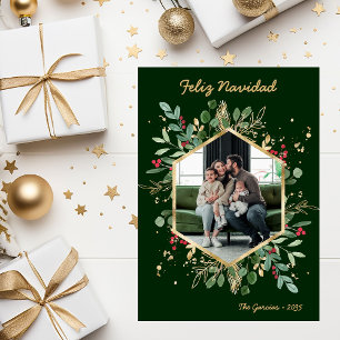 Cartes Pour Fêtes Annuelles Moderne Photo de Feuillage Botanique Feliz Navidad