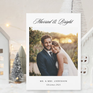 Cartes Pour Fêtes Annuelles Moderne Photo de mariage classique et lumineux