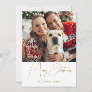 Cartes Pour Fêtes Annuelles Moderne Photo de Noël avec écriture dorée Joyeux N