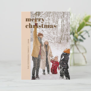 Cartes Pour Fêtes Annuelles Moderne Photo de Noël Beige et Marron Gras