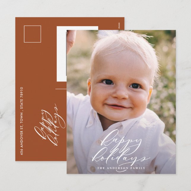 Cartes Pour Fêtes Annuelles Moderne photo de Noël minimale élégante festive (Devant / Derrière)