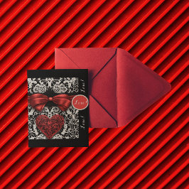Cartes Pour Fêtes Annuelles Moderne Red Bow and Lace Love