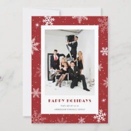 Cartes Pour Fêtes Annuelles Moderne Red Snowflake Photo Entreprise