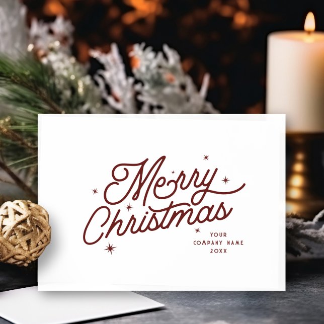 Cartes Pour Fêtes Annuelles Moderne Retro Joyeux Noël Nom d'entreprise | Red (Créateur téléchargé)