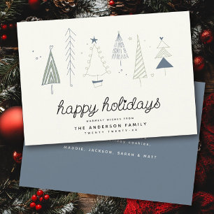 Cartes Pour Fêtes Annuelles Moderne Retro Whimsical Petite Forêt Famille
