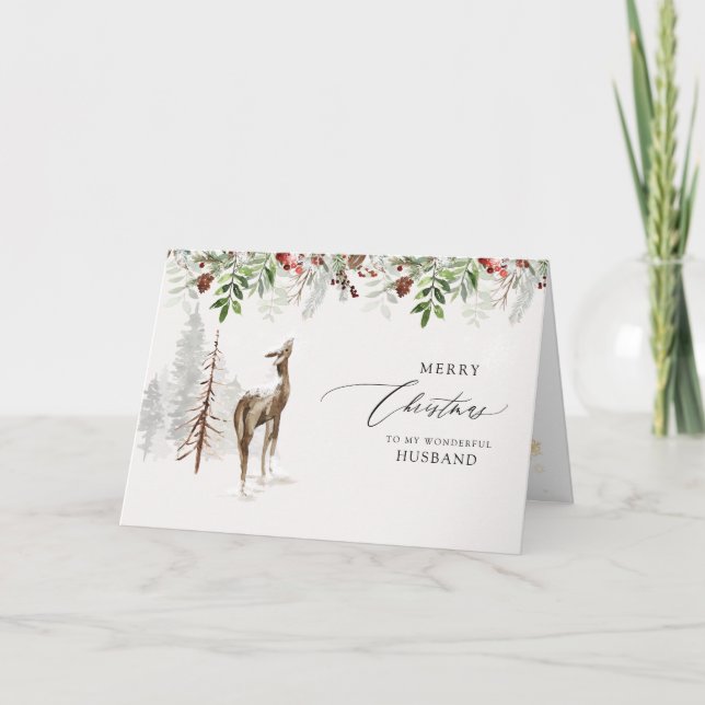 Cartes Pour Fêtes Annuelles Moderne Russe Forêt neige Cabine Mari Noël (Devant)