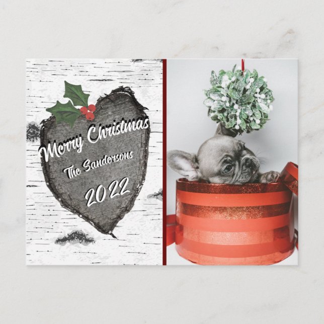 Cartes Pour Fêtes Annuelles Moderne Rustic Wood Heart Photo de famille (Devant)