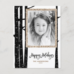 Cartes Pour Fêtes Annuelles Moderne Rustique Fête Photo Bois Noir de Merisier