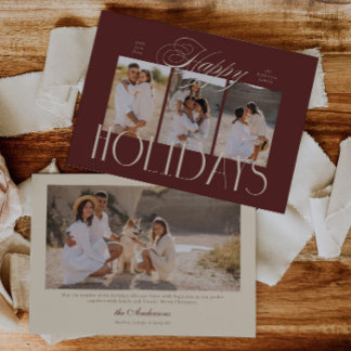 Cartes Pour Fêtes Annuelles Moderne Script Élégant Joyeuses Fêtes 4 Photos