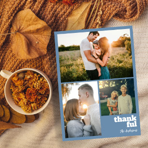 Cartes Pour Fêtes Annuelles Moderne Simple Bold Thanksgiving 3 Photo Collage