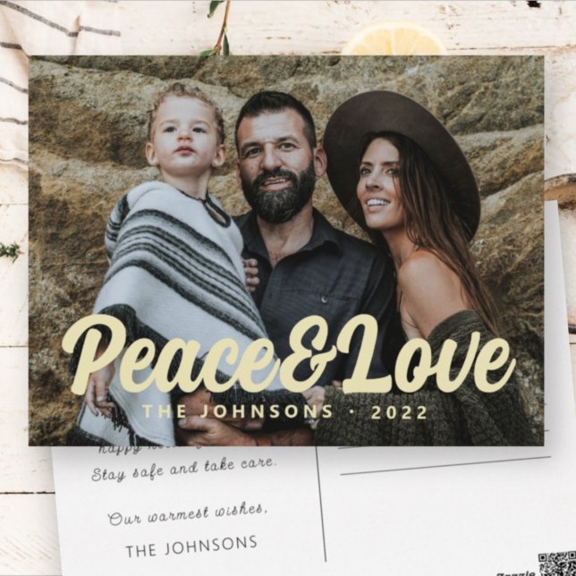 Cartes Pour Fêtes Annuelles Moderne Simple Cursive Script Grey Photo de famill (Créateur téléchargé)