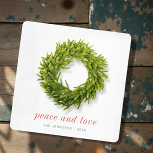 Cartes Pour Fêtes Annuelles Moderne Simple Élégant Chic Wreath de Noël