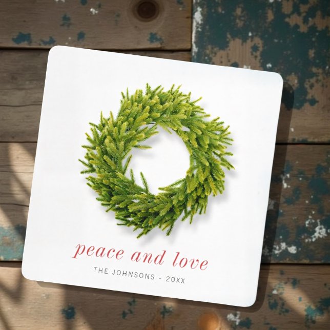Cartes Pour Fêtes Annuelles Moderne Simple Élégant Chic Wreath de Noël (Créateur téléchargé)