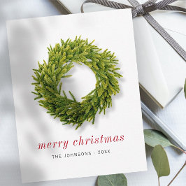 Cartes Pour Fêtes Annuelles Moderne Simple Élégant Chic Wreath de Noël