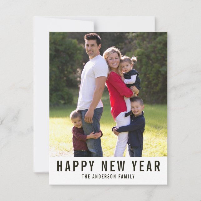 Cartes Pour Fêtes Annuelles Moderne Simple élégant Joyeux Nouvel An Bande Phot (Devant)