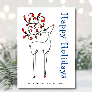 Cartes Pour Fêtes Annuelles Moderne Simple Rouge Blanc Joyeux Vacances Affaire