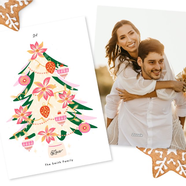 Cartes Pour Fêtes Annuelles moderne tendance & rétro arbres noël 1 photo plat (Créateur téléchargé)