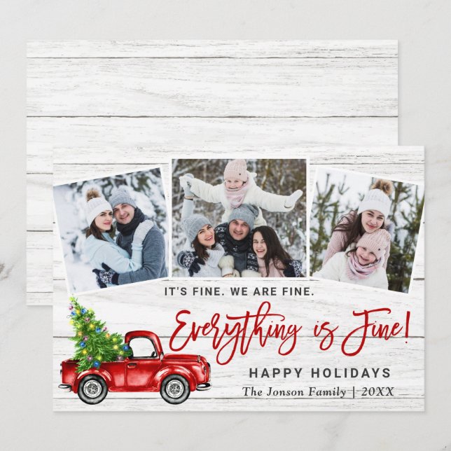 Cartes Pour Fêtes Annuelles Moderne Tout est fin Noël 3 Photo (Devant / Derrière)