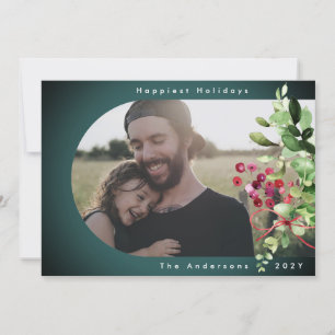 Cartes Pour Fêtes Annuelles Moderne Vert Botanique Ombre Fun Gradient Happest