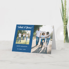 Cartes Pour Fêtes Annuelles Moderne What A Year 3 Photo Blue