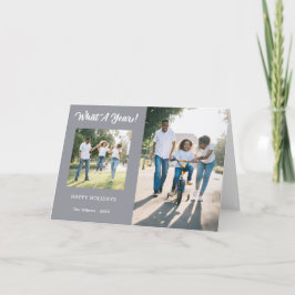 Cartes Pour Fêtes Annuelles Moderne What A Year 3 Photo Grey