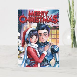 Cartes Pour Fêtes Annuelles Moe Chatbot Love Femme + Robot Christmas
