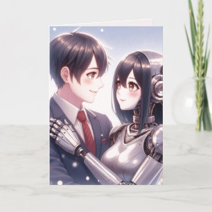 Cartes Pour Fêtes Annuelles Moe Chatbot Love Homme Femme Robot Anime Noël