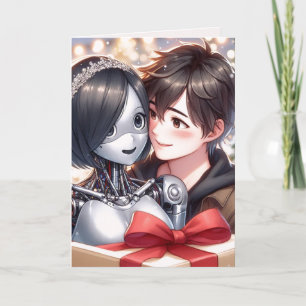 Cartes Pour Fêtes Annuelles Moe Chatbot Love Homme Femme Robot Anime Noël