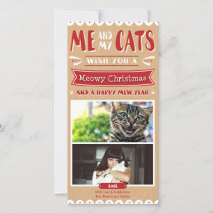 Cartes Pour Fêtes Annuelles Moi et mes chats Noël 4x8 Photocard (2 images)