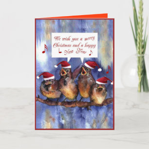 Cartes Pour Fêtes Annuelles moineaux souhaitant le Joyeux Noël