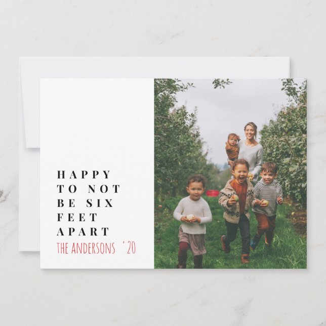Cartes Pour Fêtes Annuelles Moins moderne typographie photo rouge (Devant)